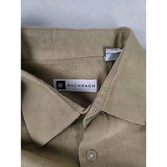Bachrach Mens Long Sleeve Shirt Sz XL Beige   Button Down With Collar 63% Linen - Picture 7 of 15